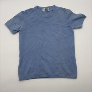 Sutton Studio Sweater Womens Small Blue Cashmere Crew Neck Short Sleeve Knit